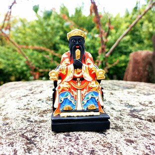 木雕城隍爷纯手工彩绘家居佛堂供奉佛像工艺品城隍尊神黄杨摆件