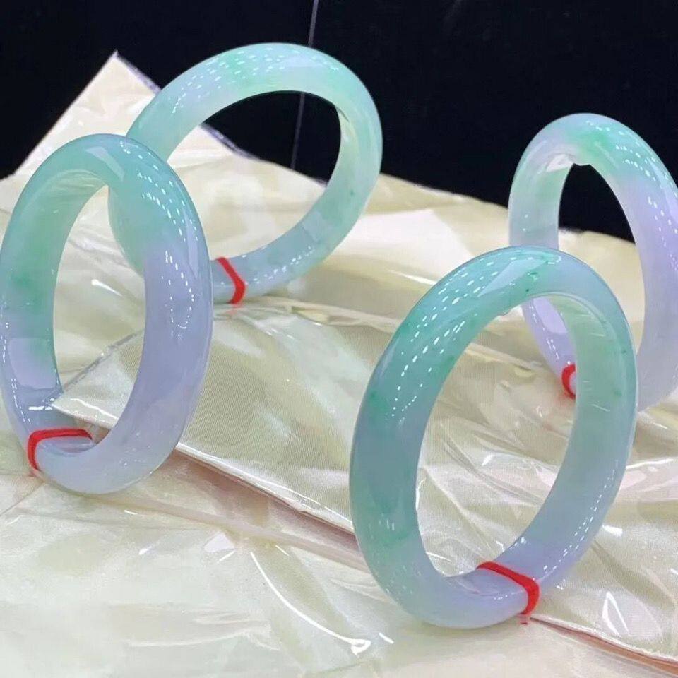 【顺丰包邮】精品缅甸翡翠手镯春彩玉镯紫罗兰冰糯种紫绿玉镯送礼
