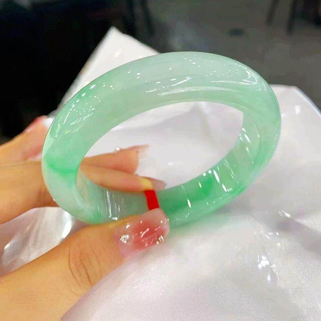 【顺丰包邮】缅甸天然翡翠冰种飘花6A女款正圈纯天然甜绿手镯正圈