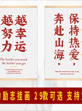 简约励奋斗青春装饰挂画志环创布置壁画教室走廊阅读区文化墙海报