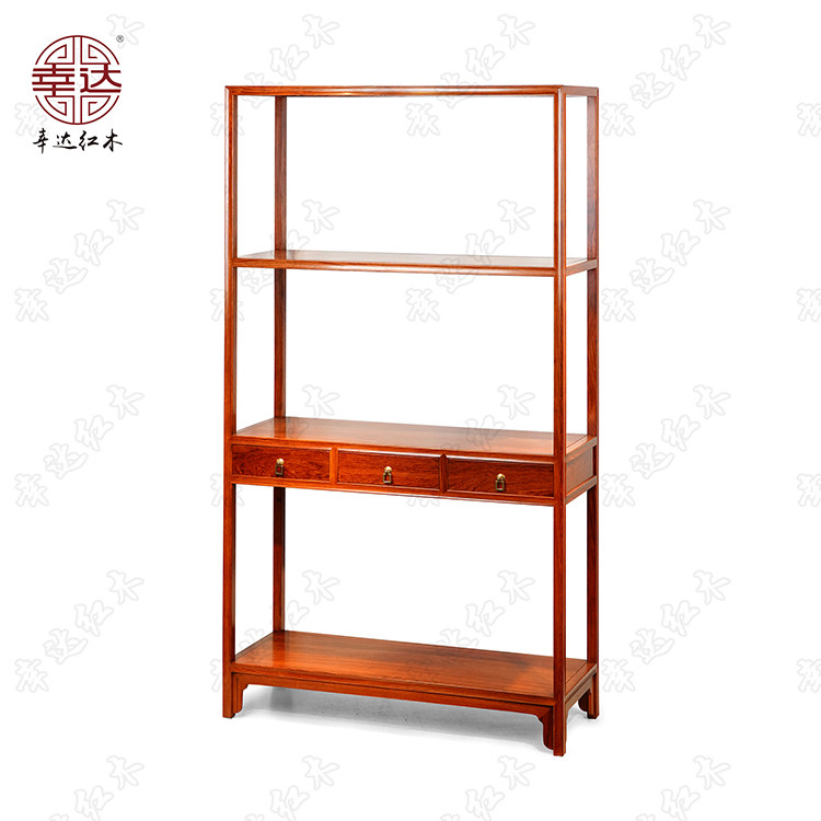 幸达带抽屉缅甸红木苏作风书柜架