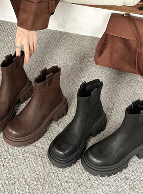 裕达2025冬新款马丁靴女英伦风小个子增高短靴显瘦加绒女靴25170