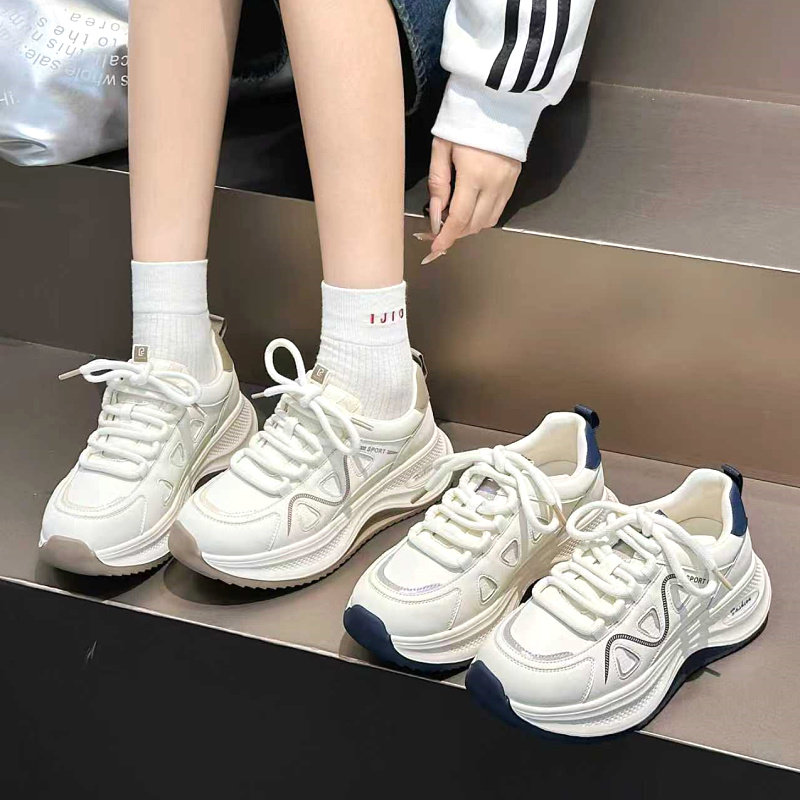 高鹏真皮阿甘运动鞋女厚底2025秋季新款休闲轻便百搭小白鞋女2870