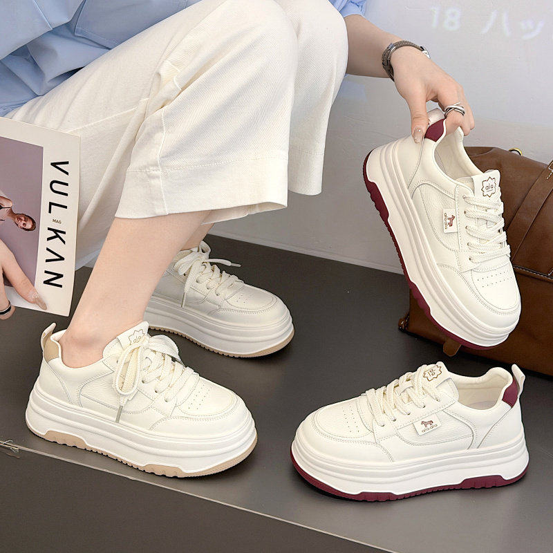 高鹏女鞋2026春季新款真皮小白鞋女厚底百搭轻便学生休闲板鞋3172,女鞋,休闲板鞋,淘宝优惠券,粉丝福利购,淘宝优惠卷