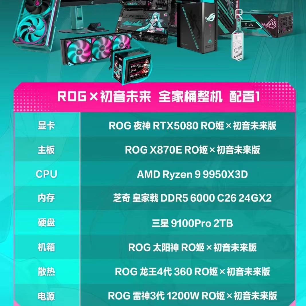 敌鸽电脑 鸽鸽电竞 - 华硕X初音未来 全家桶整机