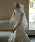 Yesdress结婚双层新娘头纱遮面高级感蕾丝大花婚礼旅拍头纱