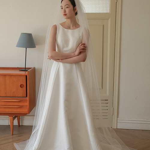 Yesdress新娘结婚ins简约婚礼户外拍照3米宽高级通透素纱长头纱
