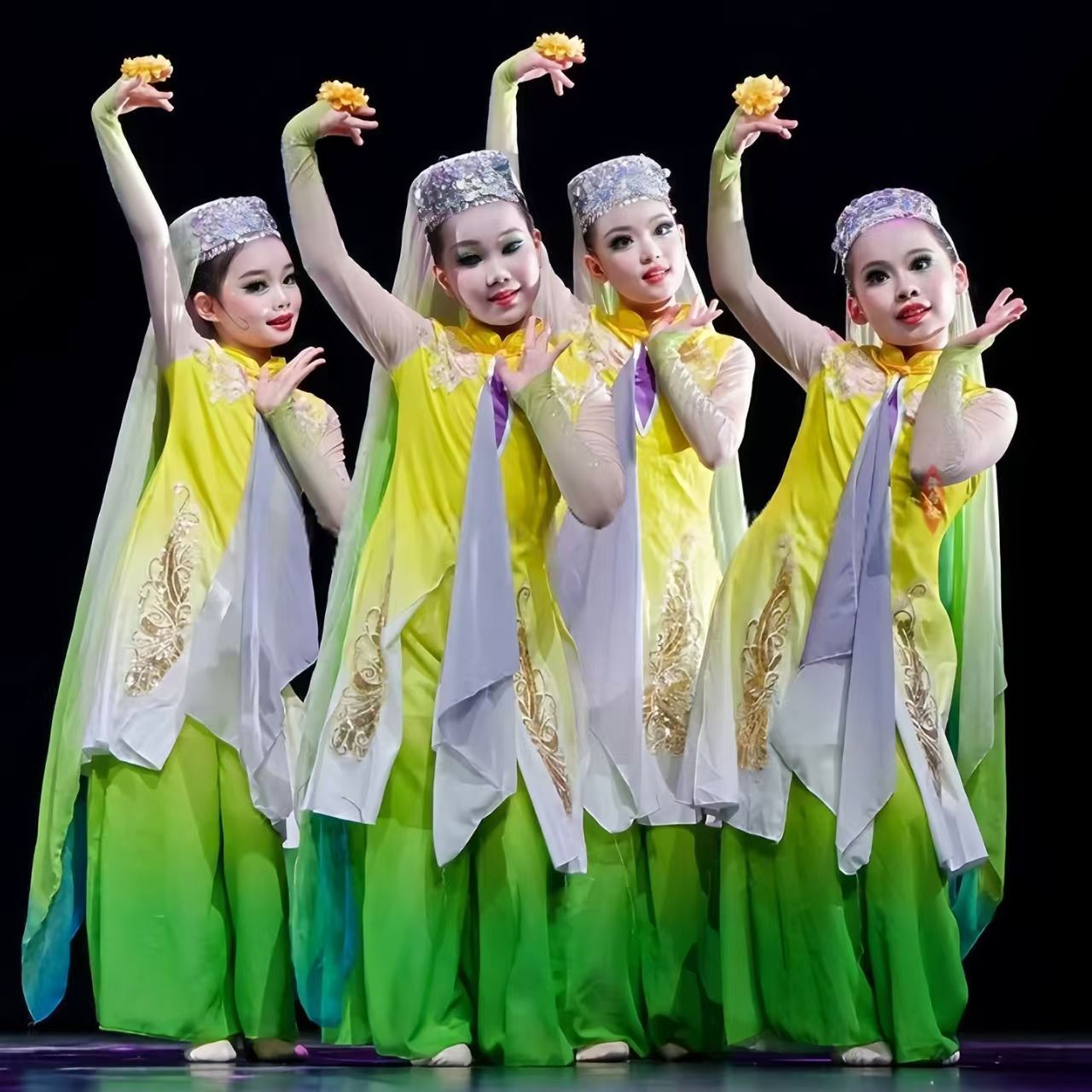 沙枣子花开十里香儿童民族群舞蹈服古典舞少数民族新疆舞蹈演出服