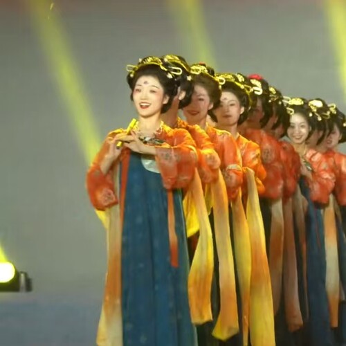 汉服唐糖敦煌舞群舞剧目繁梦落城舞蹈服装古典演出服破裙春夏日常