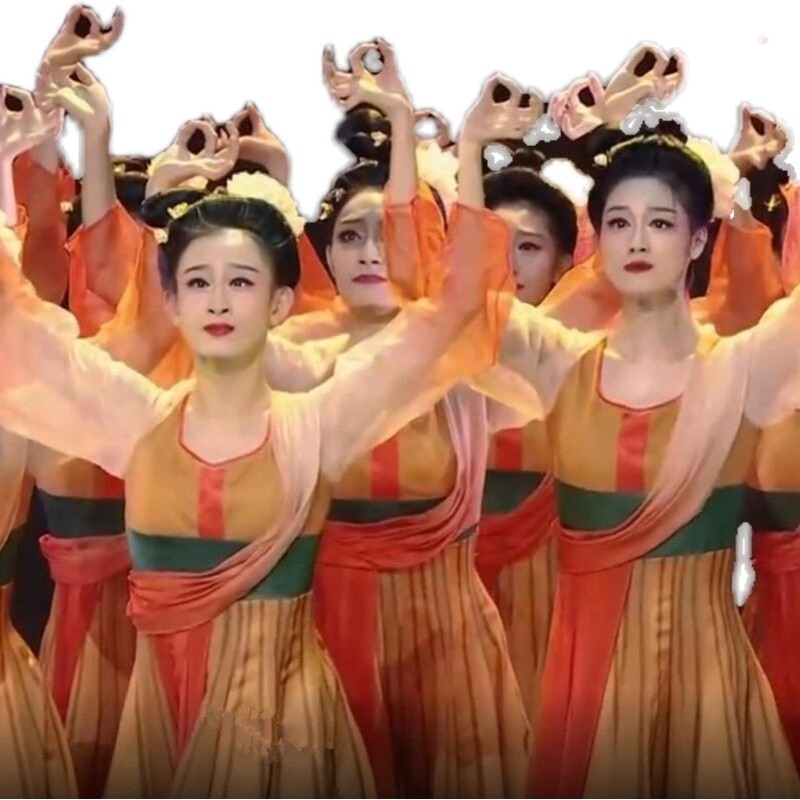 大摆裙演出服服装开场舞舞杯印蹈群中国风大气唐古典舞演出服女李