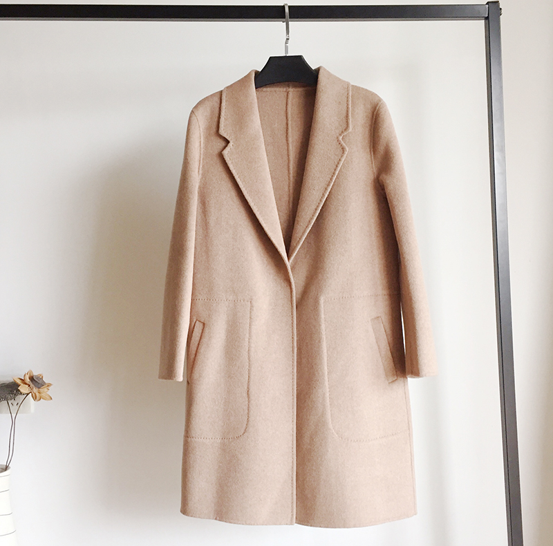 原单流畅肉色修身显瘦羊毛大衣