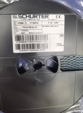 7010.9810.57 24保险丝172876 F1A 125V 2X7MM舒特贴片管7070 S标