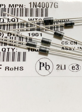 1N4007 1N4007G整流二极管1N4007RLG 1A/1000V PK GA IN ON粗脚