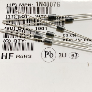 1N4007 1N4007G整流二极管1N4007RLG 1A/1000V PK GA IN ON粗脚