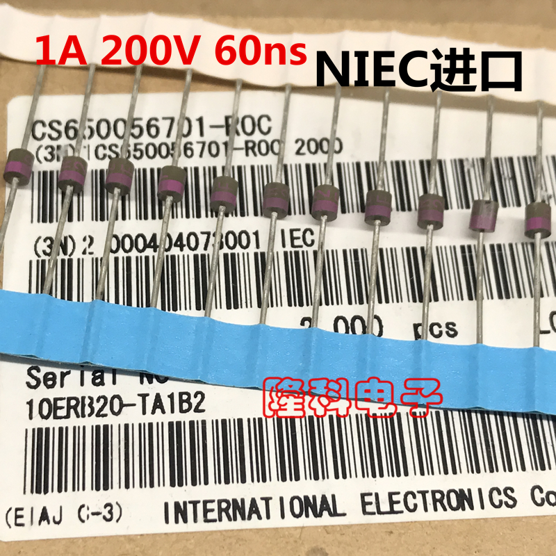 10ERB20-TA1B2 1A 200V超高速60ns二极管R-1日本进口NI直插NIEC