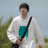 A331-WY221R-P50银狐绒港风宽松圆领印花加绒棉卫衣控68，男装卫衣，电商C409