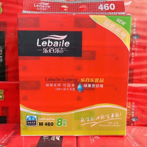 乐百乐抽纸460抽取式面巾纸实惠装家用餐巾纸宝宝可湿水婴儿纸巾 - 实物图