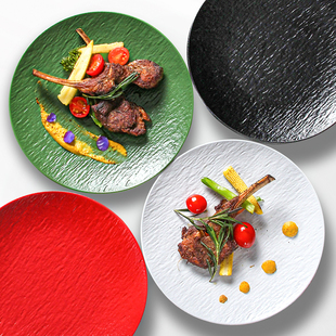 密胺石纹餐具牛排餐盘摆盘西餐意面牛扒盘子菜盘凉菜小吃冷菜圆盘