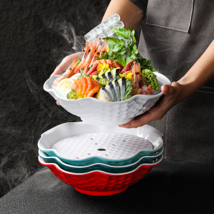 密胺餐具三文鱼刺身摆盘拼盘装饰专用盘高端干冰海鲜姿造盘子冰盘