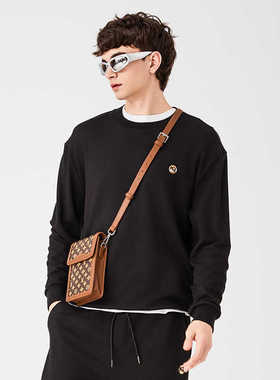 雅格上美 秋冬新款男士简约休闲通勤商务长袖圆领卫衣 A24QM24J11