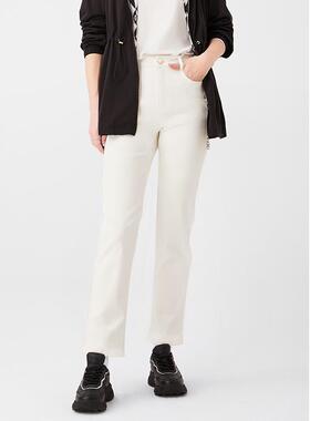 雅格上美 秋冬新款女士棉质职场通勤直筒白色牛仔裤 A24QF64J21