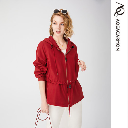 雅格上美 秋冬新款女士时尚休闲百搭显瘦连帽收腰外套 A24QF33J23