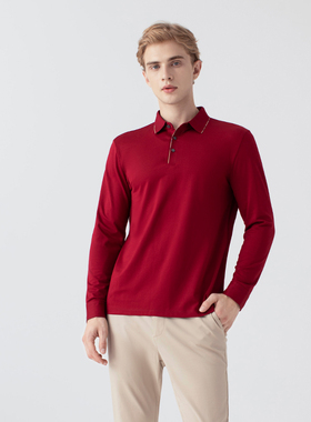 【雅格上美】AQEACARMON春季男士时尚商务长袖POLO衫 A24CM02J11