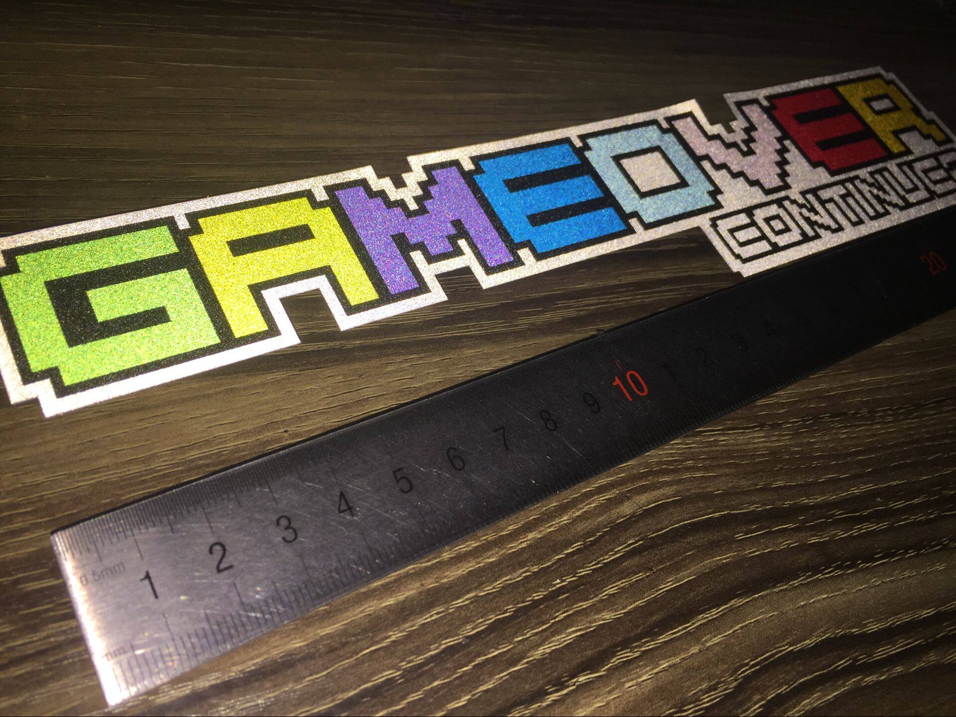 游戏结束gameover趣味贴纸童年时光机车电摩反光贴花 个性车贴