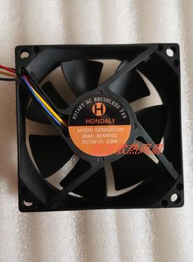 原装HONDALY DFB802512H 12V 2.0W 8CM 8025 3线双滚珠散热风扇