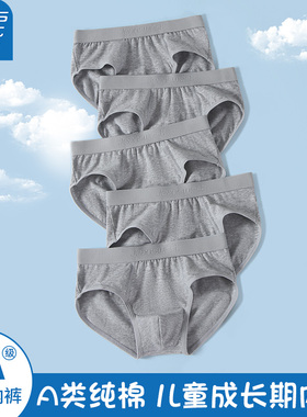 真维斯抗菌儿童A类棉三角内裤中大童小男孩学生短裤衩浅灰色底裤