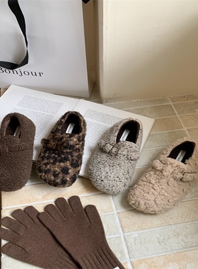 防寒保暖内增高勃肯鞋女加绒灰色毛毛鞋女冬外穿棉鞋子厚底单鞋