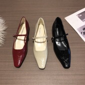 低跟奶奶鞋 2026新款 法式 浅口单鞋 一字扣带玛丽珍鞋 气质百搭小皮鞋