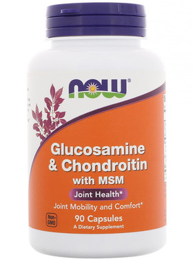美国Now Foods 氨糖 软骨素 Glucosamine MSM 90粒 关节保健