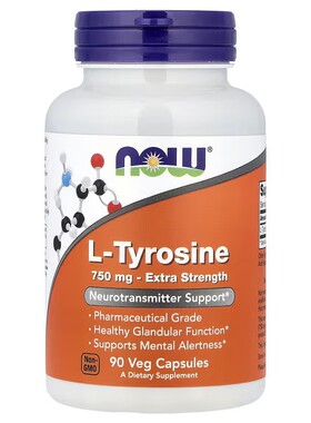 美国Now Foods L-Tyrosine左旋酪氨酸医药级游离型750mg*90粒素食