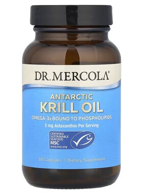美国Mercola博士 KRILL OIL 南极磷虾油软胶囊含磷脂虾青素120粒