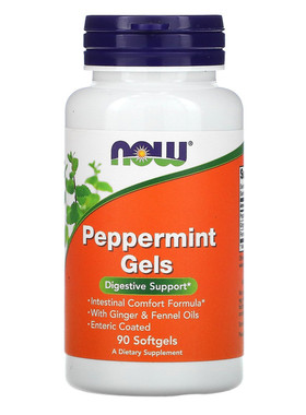 现货美国 Now foods peppermint薄荷油软胶囊 IBS 舒肠肠易激90粒