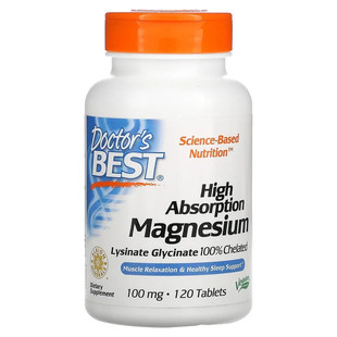 价错美国Doctor s Best Magnesium 甘氨酸镁片螯合镁补充剂 120片