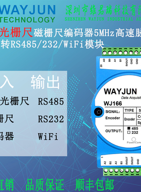 4路光栅尺磁栅尺编码器5MHz高速脉冲计数转RS485WiFi232模块WJ166