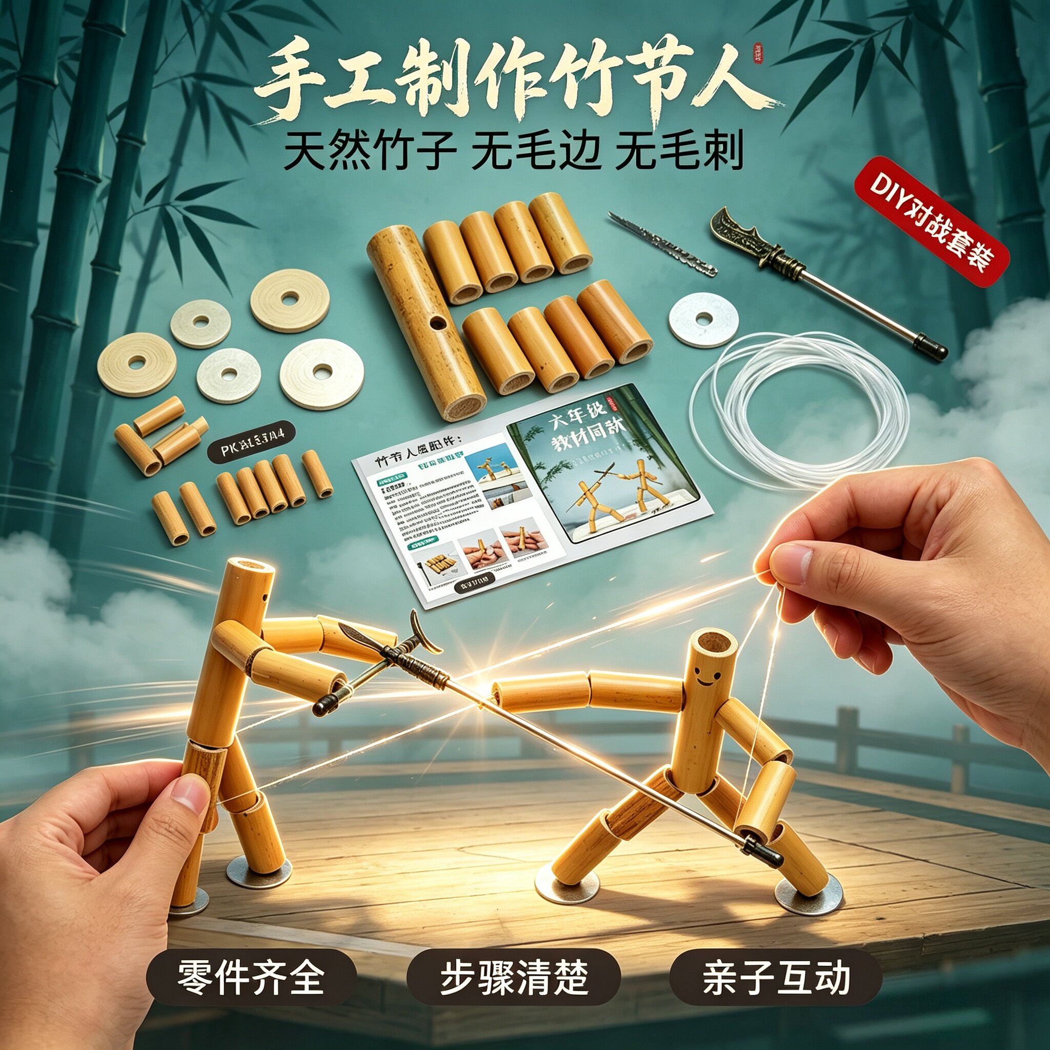 小学生语文教材竹节人3D拼装