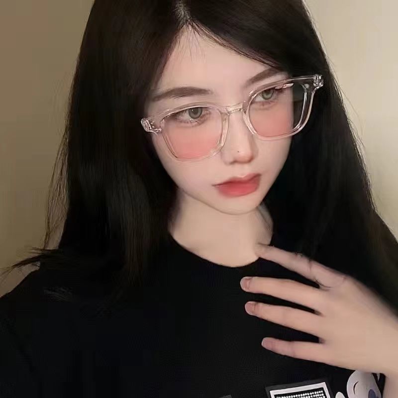 新款网红渐变腮红眼镜女纯欲风韩版潮黑框眼镜百搭ins素颜平光镜