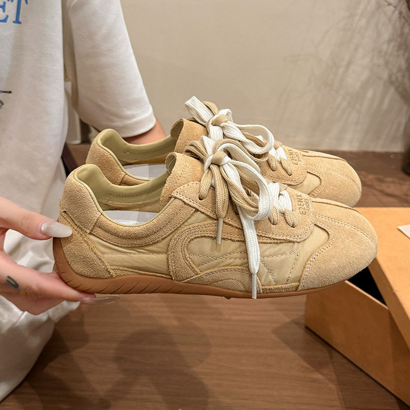软皮版复古内增高德训鞋女夏秋新款百搭双鞋带阿甘鞋运动鞋休闲鞋