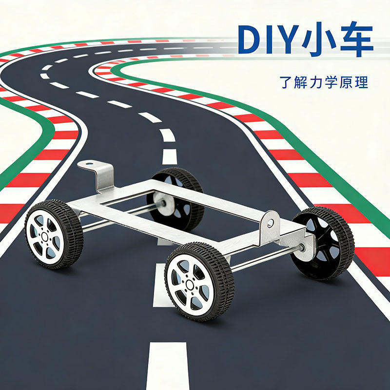 磁吸小铁车力学车模型铁架四轮小车小学科学小实验金属惯性拼装车