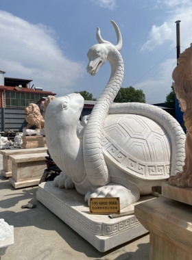 大型石雕玄武汉白玉雕刻龟蛇雕塑 寺庙公园景区广场 巨型玄武龟蛇