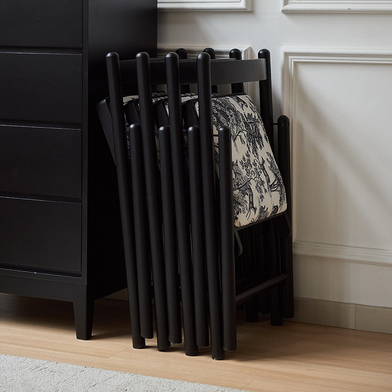 实木椅子餐台茶台省空间折叠靠背椅家用餐桌椅轻奢软包舒适易收纳