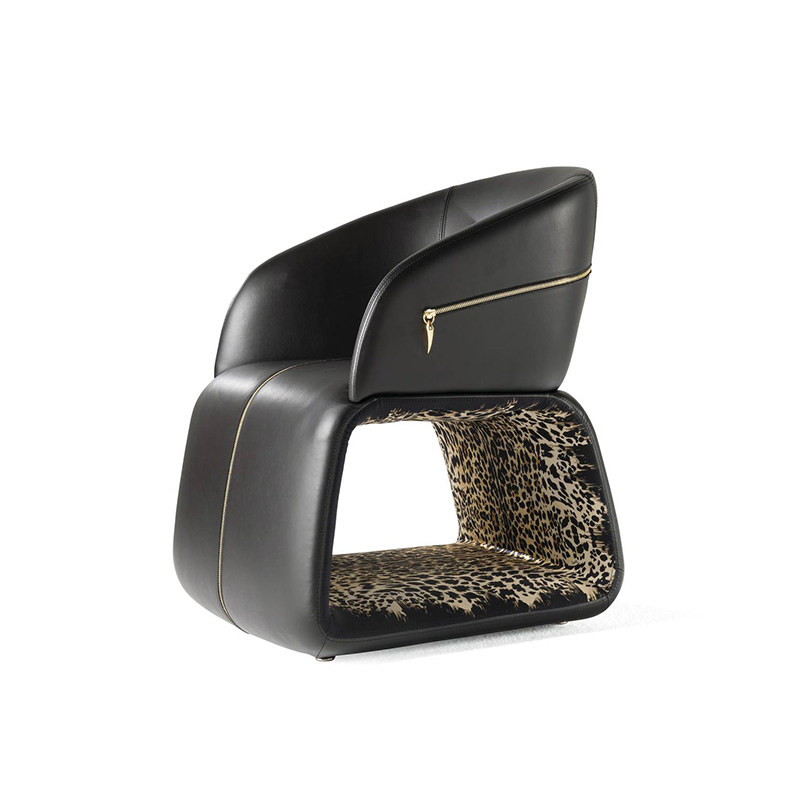 轻奢单人沙发椅家用后现代简约真皮扶手椅设计师创意别墅休闲椅