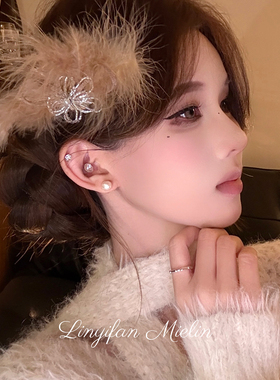 【Mielin】天资赫本 精致感闪锆花朵羽毛发夹超仙气质侧边夹发卡