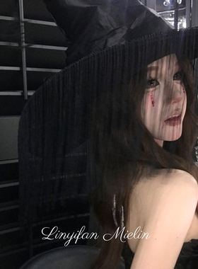 古堡诡影*暗黑系哥特风寡妇帽暗黑蕾丝女巫帽子万圣节cos装扮头饰