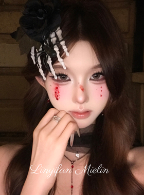 魔女の考验*暗黑风洛丽塔发夹黑色花朵骷颅手发饰万圣节配饰道具