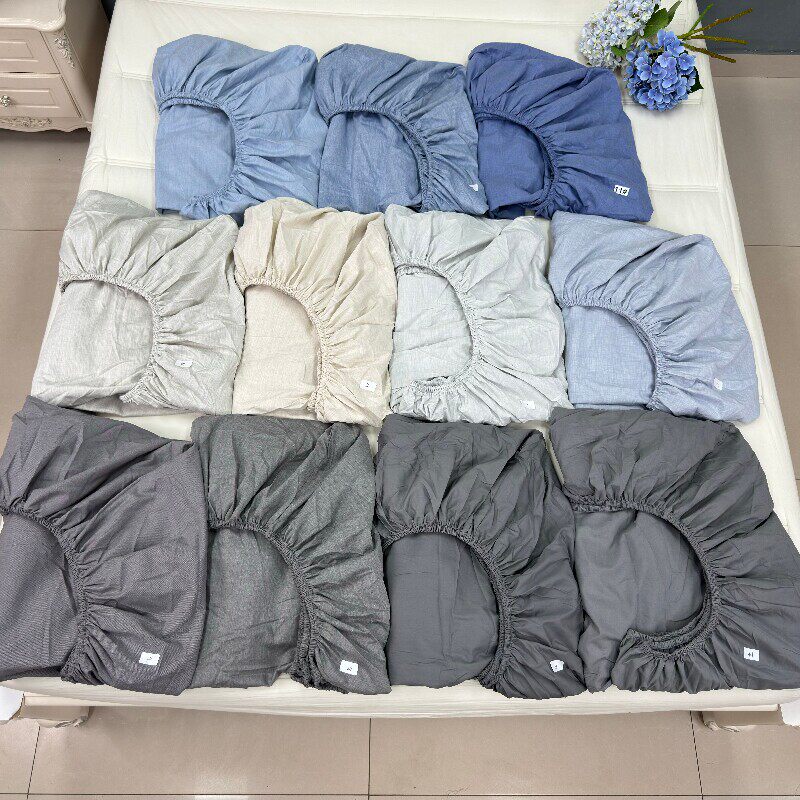 出口余单全棉色织平纹床笠适用于1.8床纯色防潮纤维混纺
