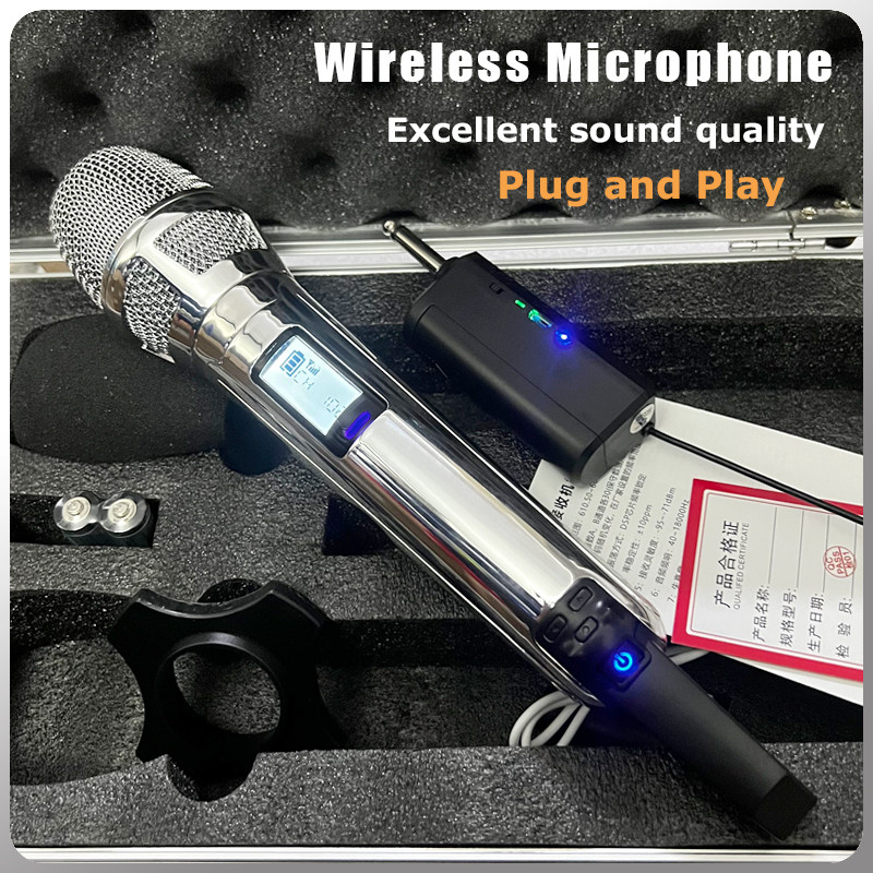 电镀款205麦克风明星同款式银色金色K歌声卡家用户外音响无线话筒